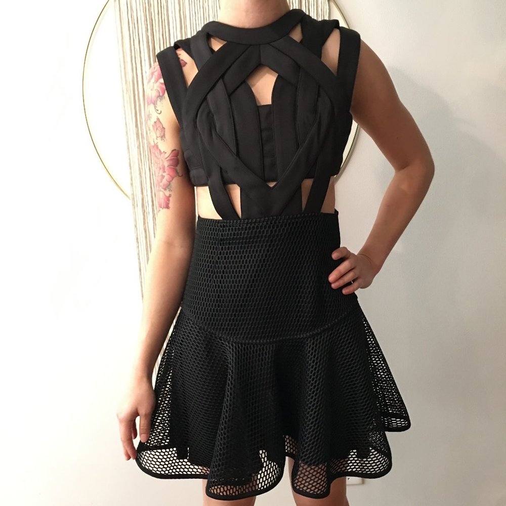Nasty Gal cutout A-line mesh dress
